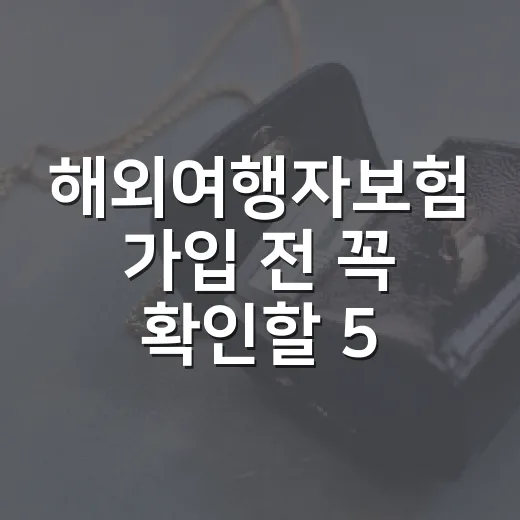 해외여행자보험 가입 전 꼭 확인할 5가지 숫자 - 요약