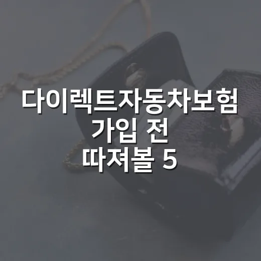 다이렉트자동차보험 가입 전 따져볼 5가지 숫자 - 요약