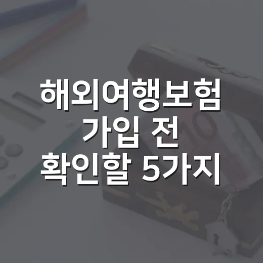 해외여행보험 가입 전 확인할 5가지 숫자 - 요약