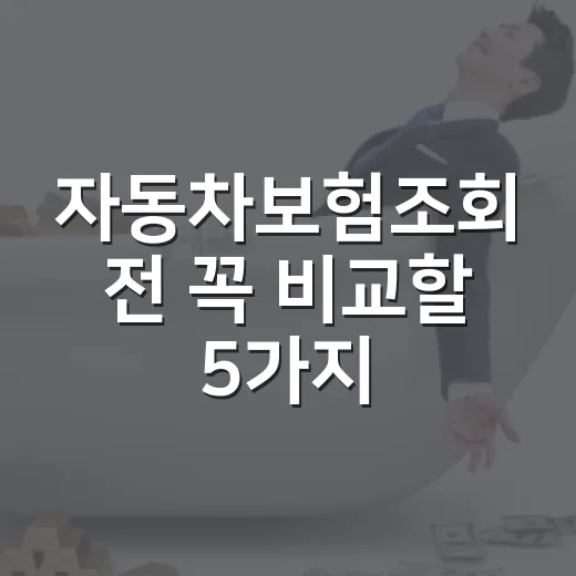 자동차보험조회 전 꼭 비교할 5가지 숫자 - 요약