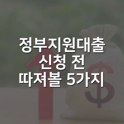 정부지원대출 신청 전 따져볼 5가지 숫자 - 요약