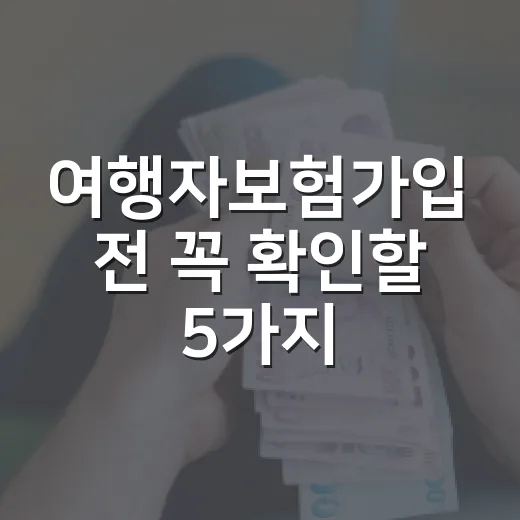 여행자보험가입 전 꼭 확인할 5가지 숫자 - 요약