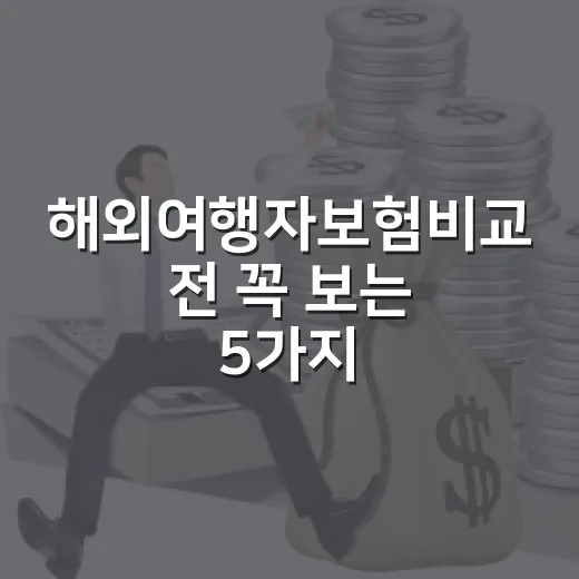 해외여행자보험비교 전 꼭 보는 5가지 숫자 기준 - 요약