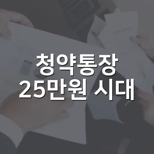 청약통장 25만원 시대, 당첨 가능성 높이는 4가지 점검법 - 요약