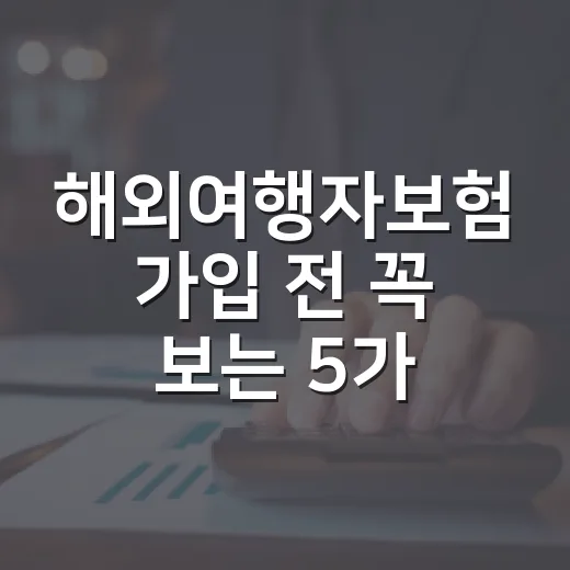 해외여행자보험 가입 전 꼭 보는 5가지 숫자 기준 - 요약