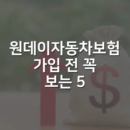 원데이자동차보험 가입 전 꼭 보는 5가지 숫자 기준 - 요약
