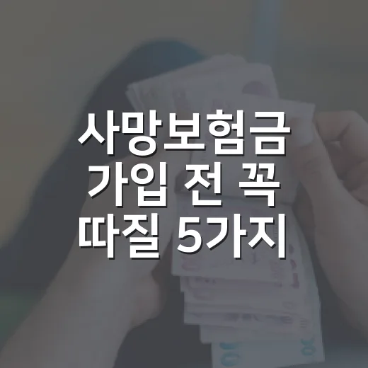 사망보험금 가입 전 꼭 따질 5가지 숫자 - 요약