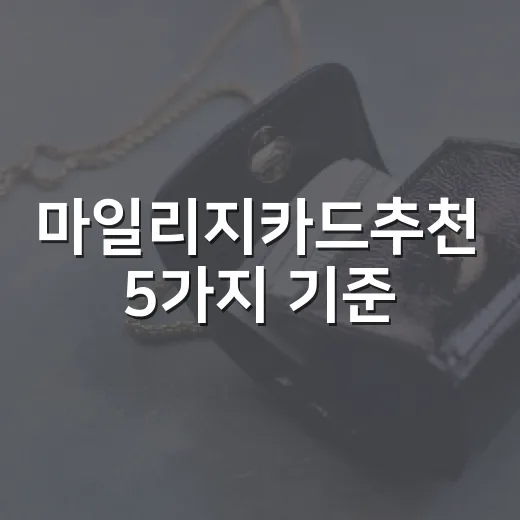 마일리지카드추천 5가지 기준, 연회비 3만~30만원대 실제 선택법 - 요약