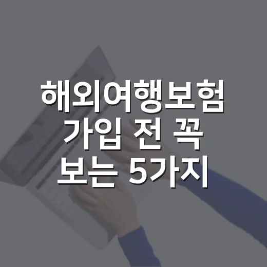해외여행보험 가입 전 꼭 보는 5가지 숫자 기준 - 요약