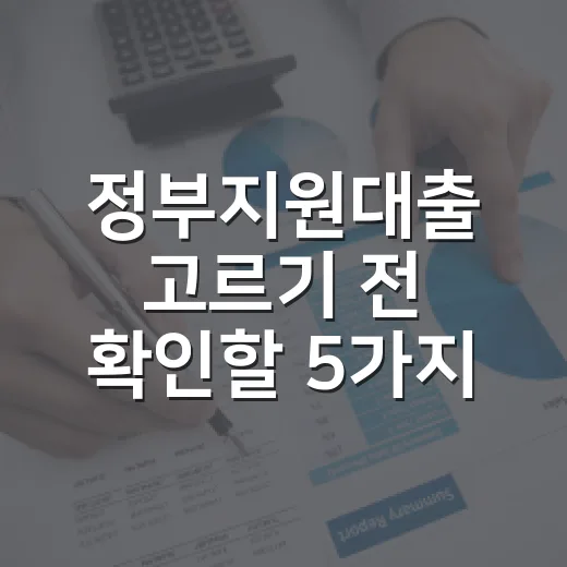 정부지원대출 고르기 전 확인할 5가지 숫자와 실제 순서 - 요약