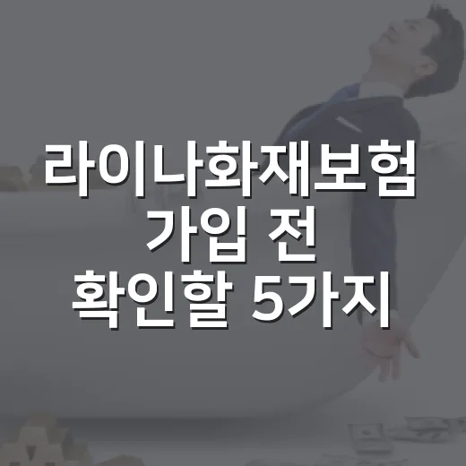 라이나화재보험 가입 전 확인할 5가지 숫자 기준 - 요약