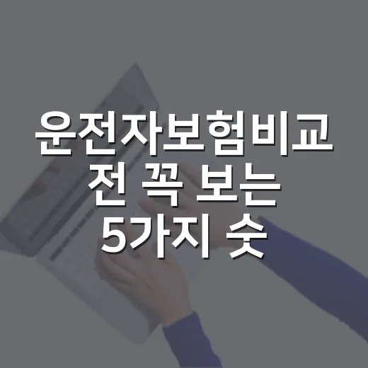 운전자보험비교 전 꼭 보는 5가지 숫자 기준 - 요약