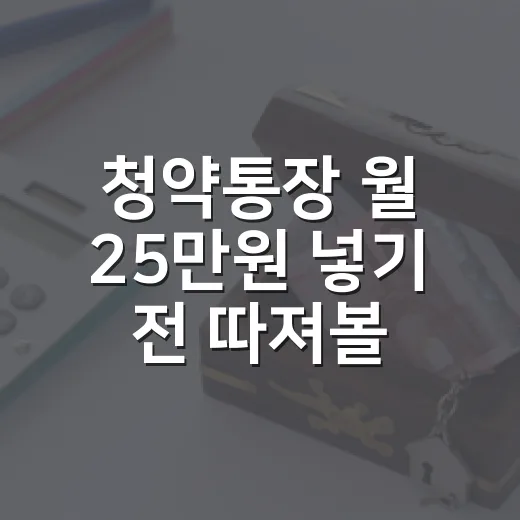 청약통장 월 25만원 넣기 전 따져볼 5가지 기준 - 요약