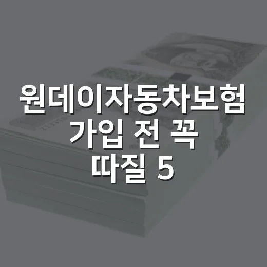 원데이자동차보험 가입 전 꼭 따질 5가지 숫자 - 요약