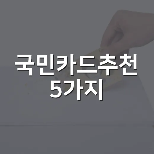 국민카드추천 5가지, 월 40만원 쓰는 사람 기준으로 고른 카드 - 요약