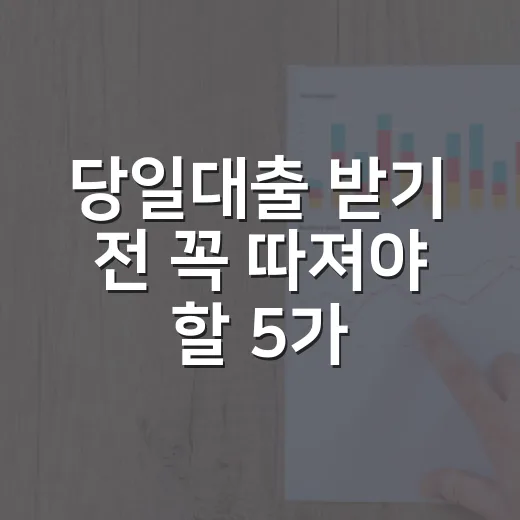 당일대출 받기 전 꼭 따져야 할 5가지 숫자 - 요약