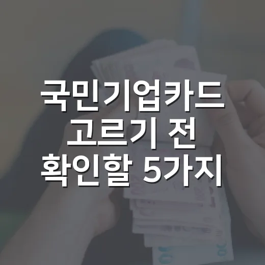 국민기업카드 고르기 전 확인할 5가지 숫자 - 요약