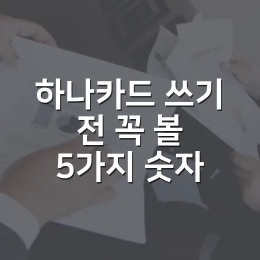 하나카드 쓰기 전 꼭 볼 5가지 숫자 - 요약