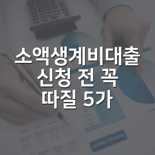 소액생계비대출 신청 전 꼭 따질 5가지 숫자 - 요약