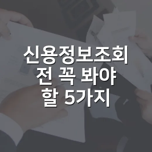 신용정보조회 전 꼭 봐야 할 5가지 숫자 - 요약