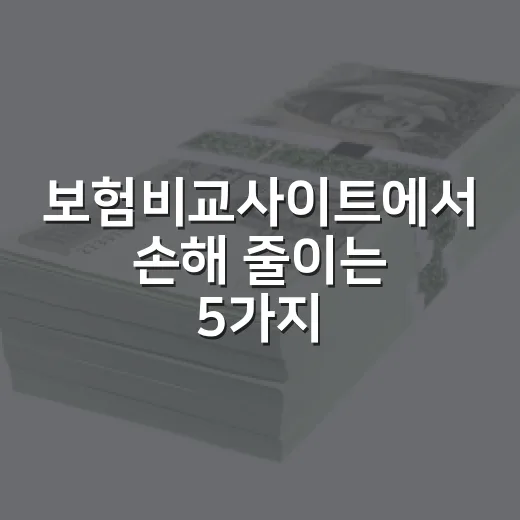 보험비교사이트에서 손해 줄이는 5가지 확인법 - 요약