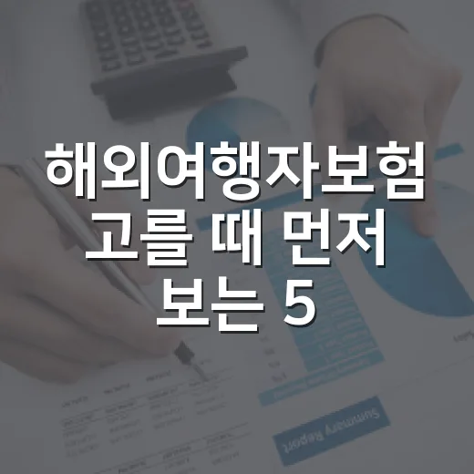 해외여행자보험 고를 때 먼저 보는 5가지 숫자 - 요약