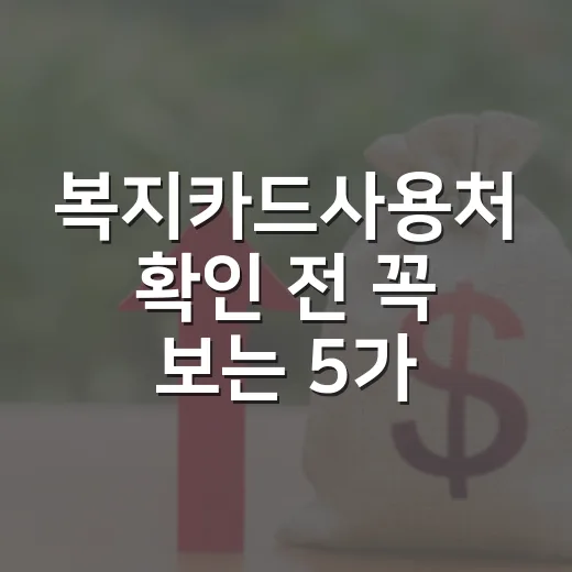 복지카드사용처 확인 전 꼭 보는 5가지 기준 - 요약