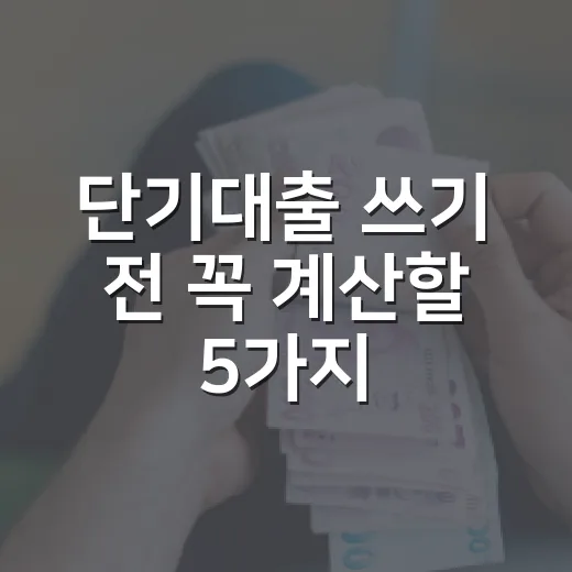 단기대출 쓰기 전 꼭 계산할 5가지 숫자 - 요약