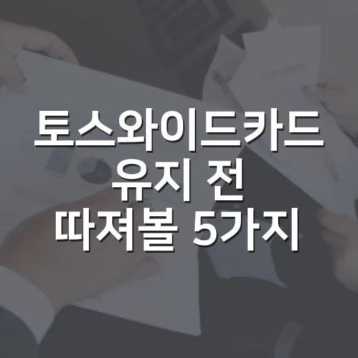 토스와이드카드 유지 전 따져볼 5가지 숫자 - 요약
