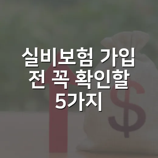 실비보험 가입 전 꼭 확인할 5가지 숫자 - 요약