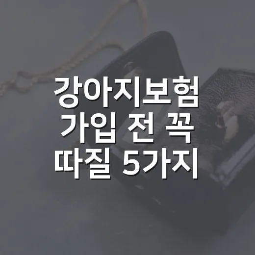 강아지보험 가입 전 꼭 따질 5가지 숫자 - 요약