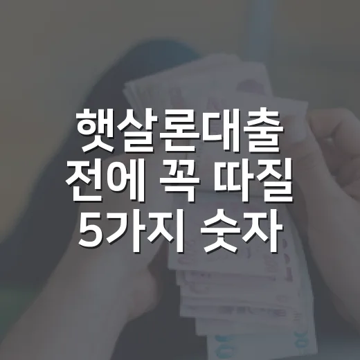 햇살론대출 전에 꼭 따질 5가지 숫자 - 요약