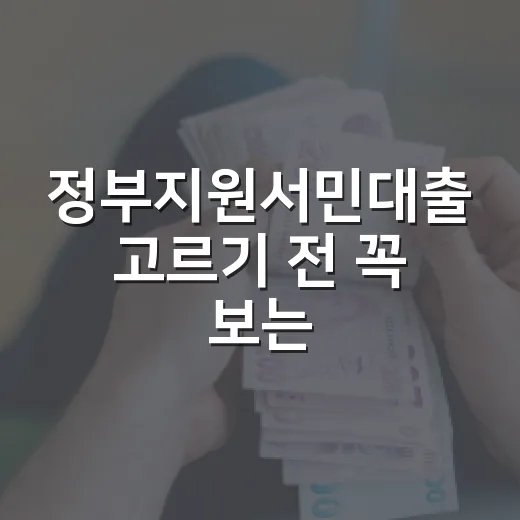 정부지원서민대출 고르기 전 꼭 보는 5가지 숫자 - 요약