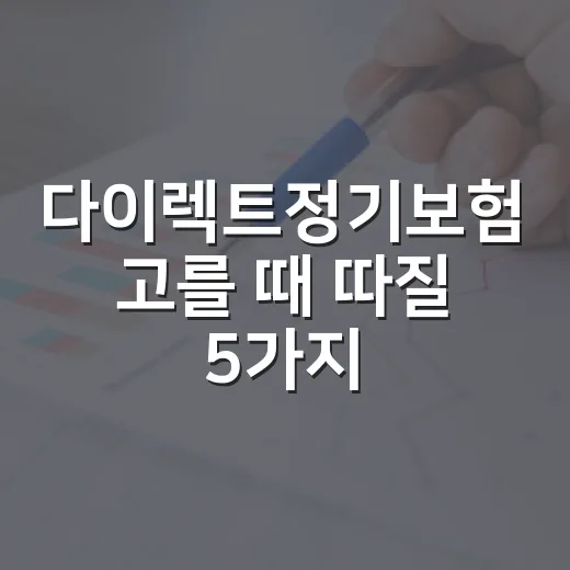 다이렉트정기보험 고를 때 따질 5가지 숫자 - 요약