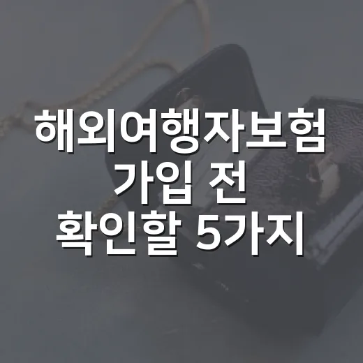 해외여행자보험 가입 전 확인할 5가지 숫자 - 요약