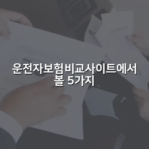 운전자보험비교사이트에서 볼 5가지 - 요약