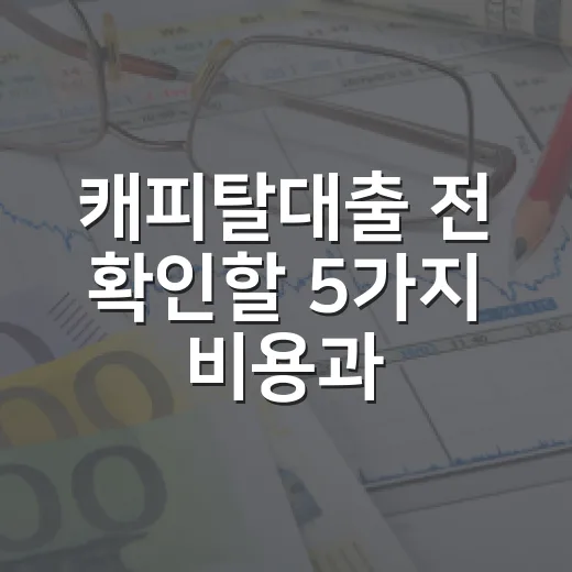 캐피탈대출 전 확인할 5가지 비용과 조건 - 요약