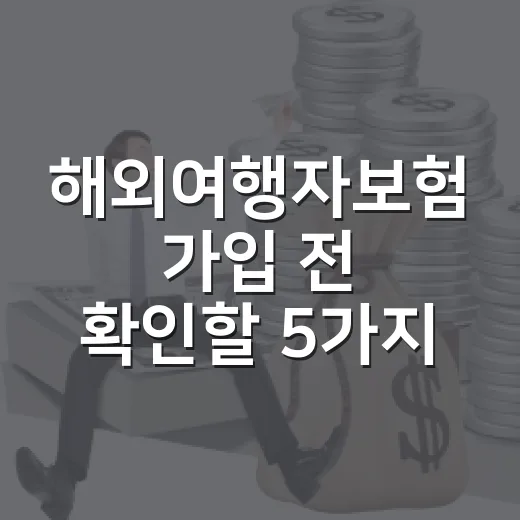 해외여행자보험 가입 전 확인할 5가지 숫자 - 요약