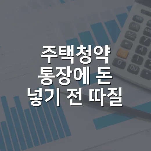 주택청약 통장에 돈 넣기 전 따질 4가지 - 요약