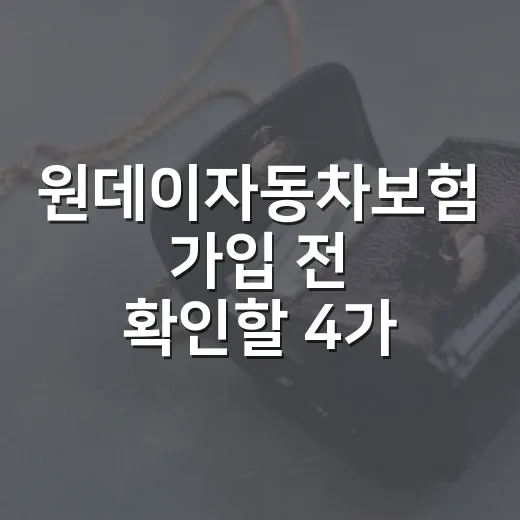 원데이자동차보험 가입 전 확인할 4가지 - 요약