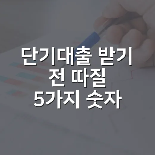 단기대출 받기 전 따질 5가지 숫자 - 요약