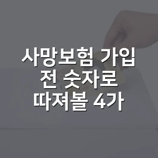 사망보험 가입 전 숫자로 따져볼 4가지 - 요약