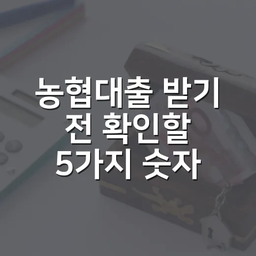 농협대출 받기 전 확인할 5가지 숫자 - 요약