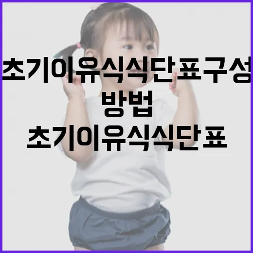 초기 이유식 식단표 구성하는 방법 - 요약