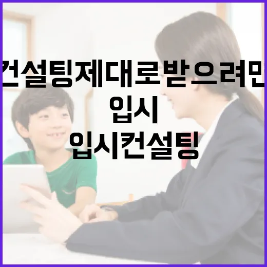 입시컨설팅 제대로 받으려면 이렇게 준비하세요 - 요약