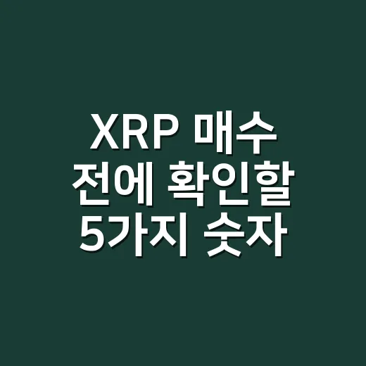 XRP 매수 전에 확인할 5가지 숫자 - 요약
