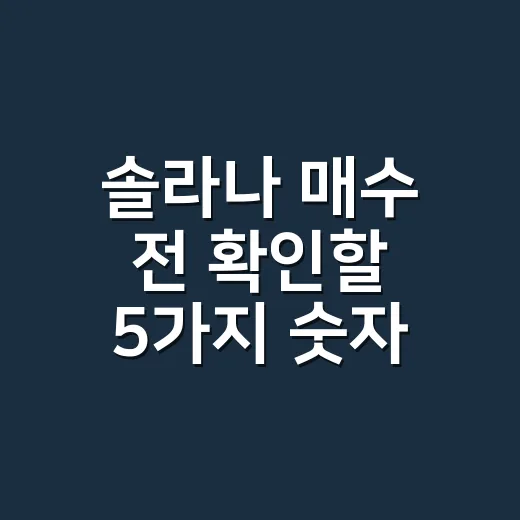 솔라나 매수 전 확인할 5가지 숫자 - 요약