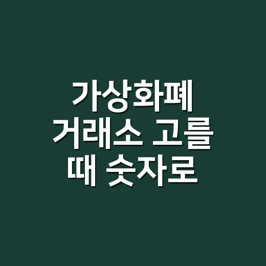 가상화폐 거래소 고를 때 숫자로 먼저 보는 5가지 기준 - 요약