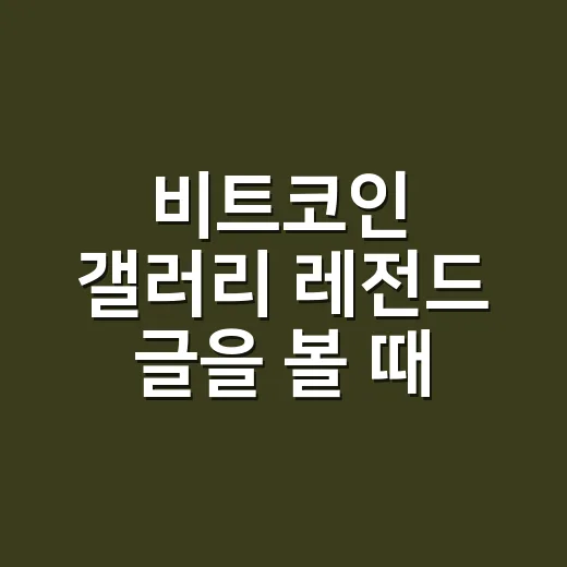 비트코인 갤러리 레전드 글을 볼 때 걸러야 할 5가지 숫자 - 요약