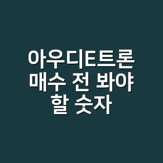 아우디E트론 매수 전 봐야 할 숫자 5가지 - 요약